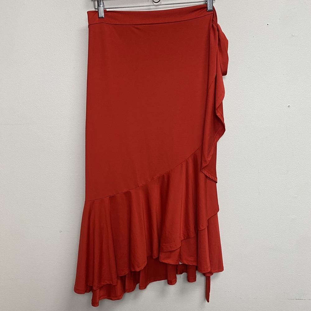 Lularoe Solid RED plus 3XL Bella True Wrap Ruffle Skirt Red NWT